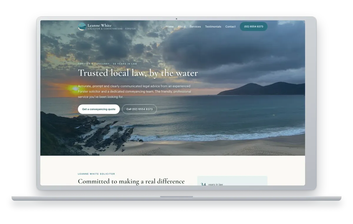 Leanne White Solicitor, law firm website refresh in Forster NSW