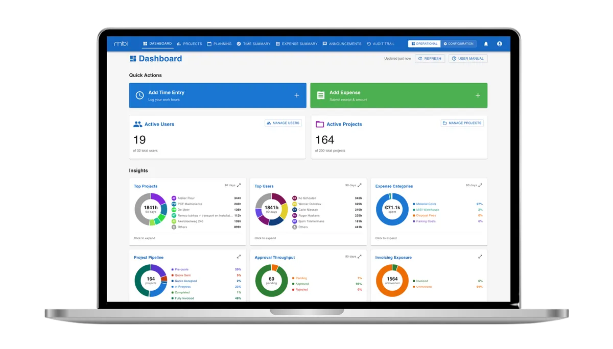 web app - mibi web dashboard