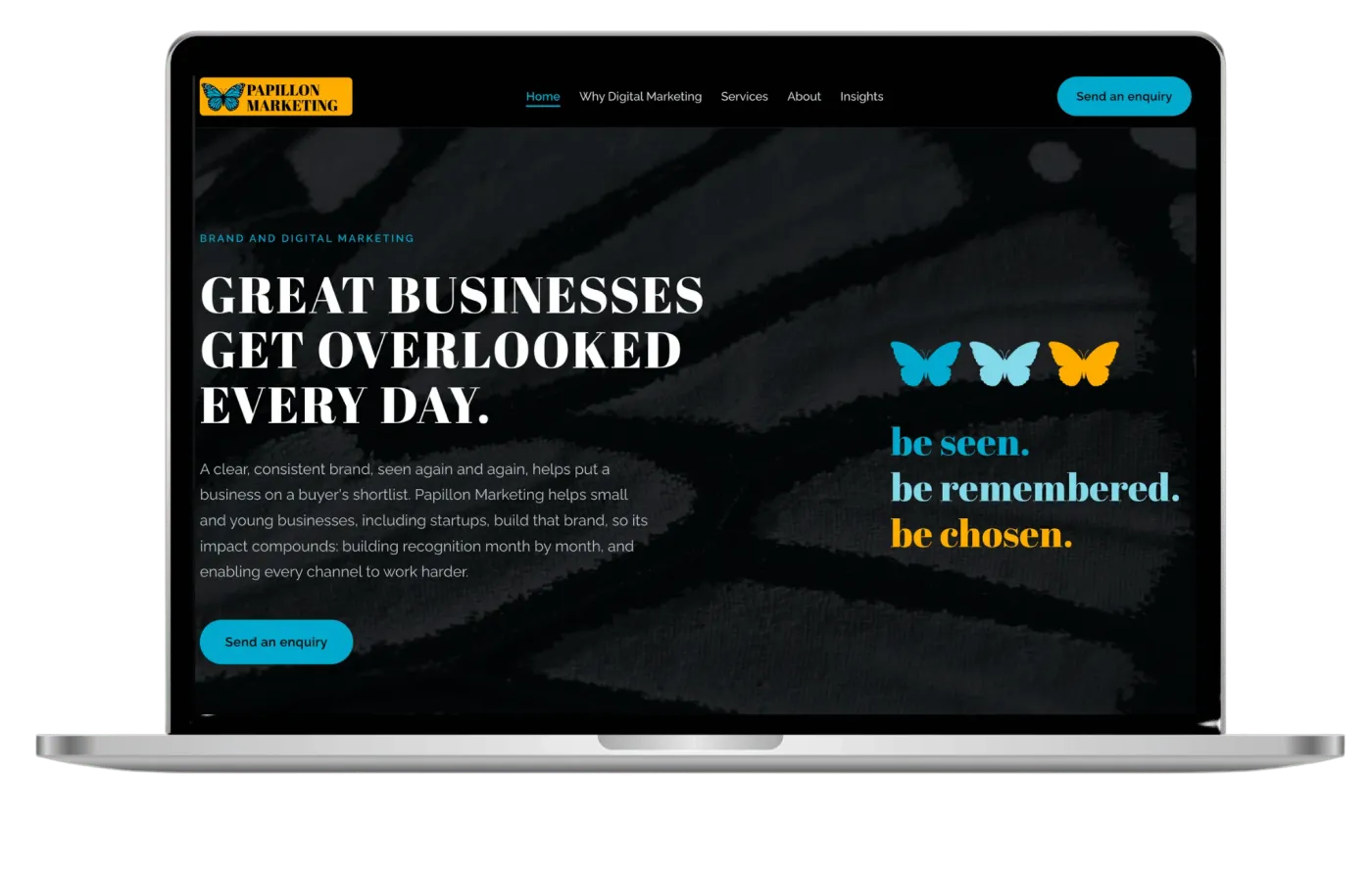 Papillon Marketing: website for a brand and digital marketing studio