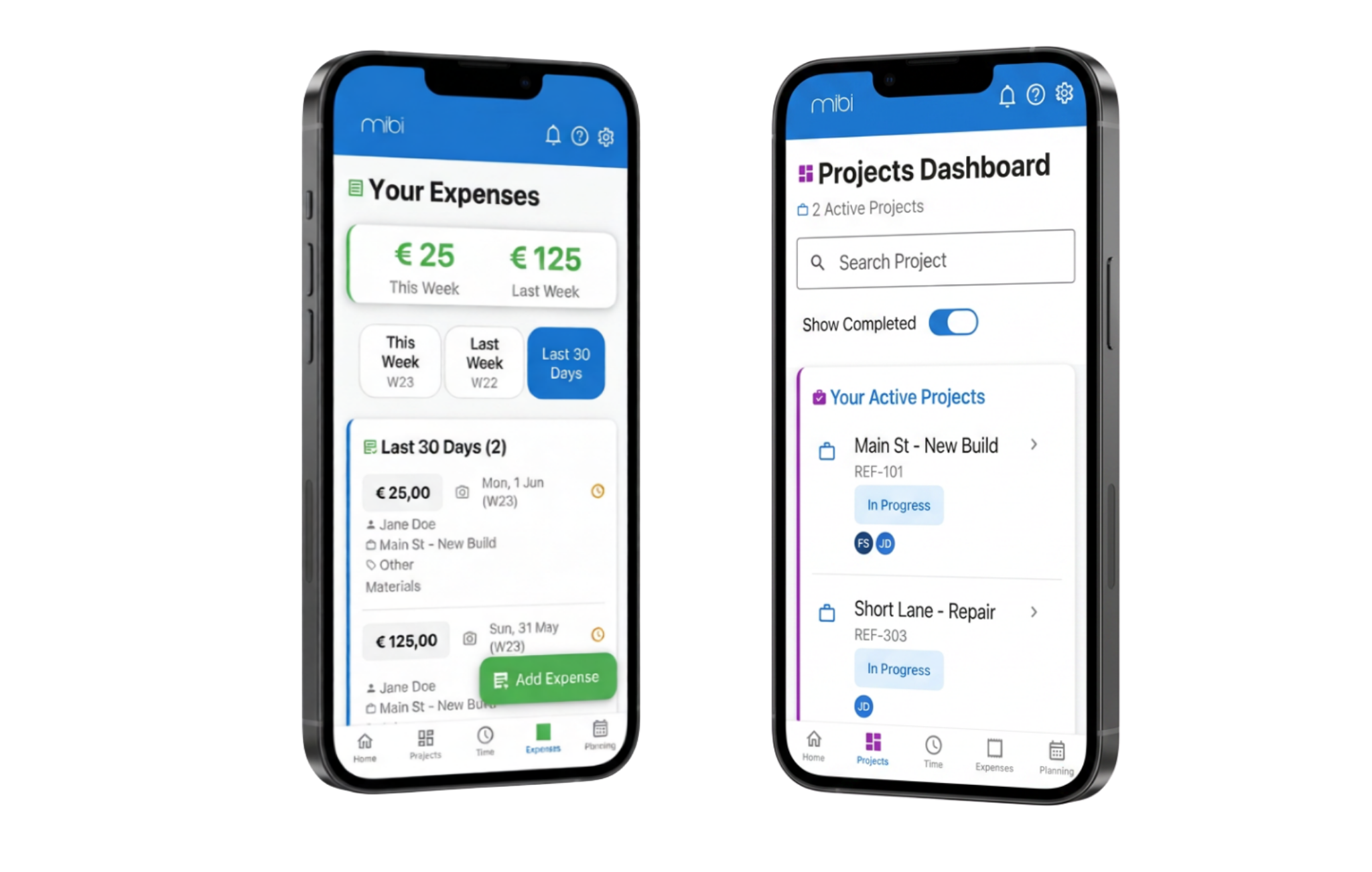 MIBI - bespoke time & expenses app for construction companies